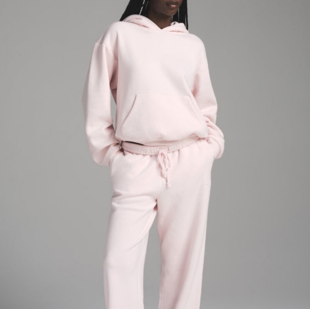 SKIMS Pink Hoodie and Sweatpants Set